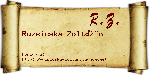 Ruzsicska Zoltán névjegykártya